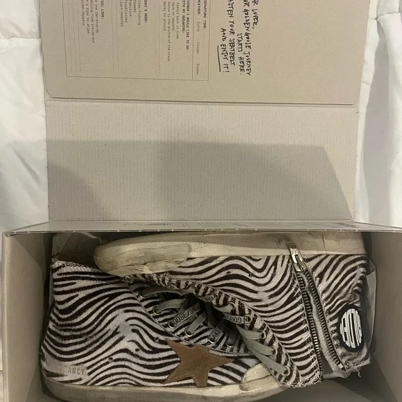 Golden Goose Zebra Print Sneakers with Gray Laces - Picture 10 of 12